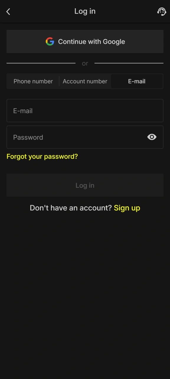 Open the newly added Parimatch application and enter your account.