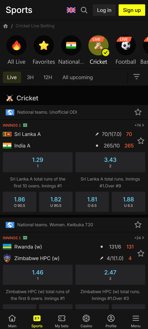 Place your bets on cricket and football with Parimatch.